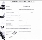Certificate of calibration for the LPG tank